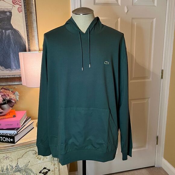 NWT Men's Lacoste Dark Green Cotton Jersey Hooded Tee T-Shirt Size 4XL - Picture 1 of 4